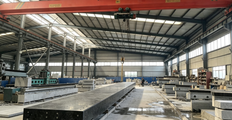The marble linear motor base stands on micron-level positioning.